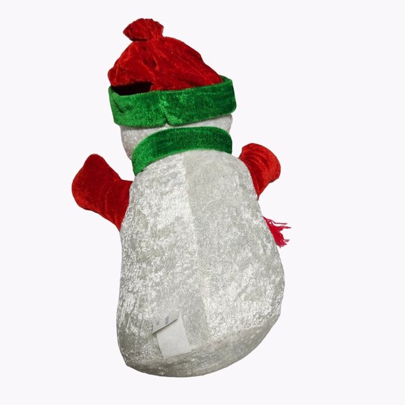 Holiday Snowman 11 in Plush Christmas Green Hat Scarf Red Mittens Stuffed Animal - Picture 2 of 5